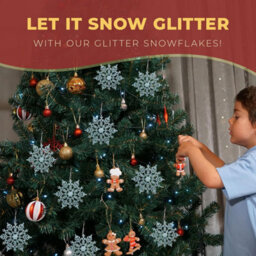 Festive Fix Hanging Glitter Snowflake Decorations Icy Blue Pack Of 12, 10Cm Christmas Ornaments Easy To Hang Stunning Decor - thumbnail 3