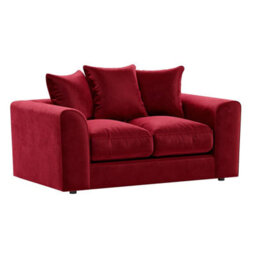 Furnishings For Less UK Brooklyn  Plush Velvet Fibre Fabric 2 Seater Sofa   Red