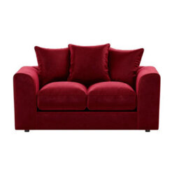Furnishings For Less UK Brooklyn  Plush Velvet Fibre Fabric 2 Seater Sofa   Red - thumbnail 2