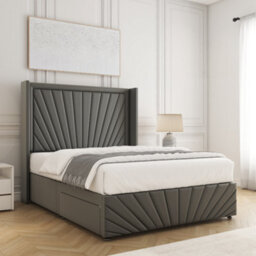 Bsspoke Nola Divan Bed Grey Plush Velvet With 54Inch Headboard & Footboard & No Mattress No Drawers In Double King 6Ft 3Ft 4Ft - thumbnail 2