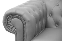 Venus Chesterfield Style Sofa 3 Seater + Armchair Grey Faux Leather - thumbnail 5