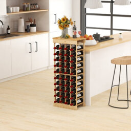 Costway 40-Bottle Freestanding Wine Rack Natural Wood Wine Display Shelves W/ Tabletop - thumbnail 5