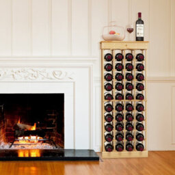 Costway 40-Bottle Freestanding Wine Rack Natural Wood Wine Display Shelves W/ Tabletop - thumbnail 6