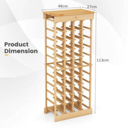 Costway 40-Bottle Freestanding Wine Rack Natural Wood Wine Display Shelves W/ Tabletop - thumbnail 2