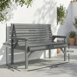 Outsunny Wooden Garden Bench 2 Seater, Patio Bench For Indoor Outdoor - thumbnail 3