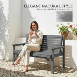 Outsunny Wooden Garden Bench 2 Seater, Patio Bench For Indoor Outdoor - thumbnail 7