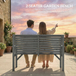 Outsunny Wooden Garden Bench 2 Seater, Patio Bench For Indoor Outdoor - thumbnail 4