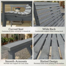 Outsunny Wooden Garden Bench 2 Seater, Patio Bench For Indoor Outdoor - thumbnail 6
