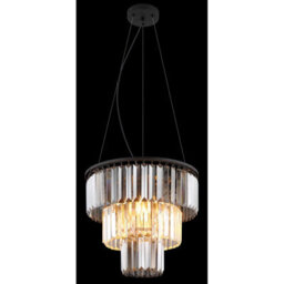 Luminosa Lighting Luminosa Naxis Pendant Ceiling Light Matt Black Crystals Smoke Glass Shade 3X E27 - thumbnail 4