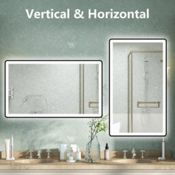 AVER-GROWTH Illuminated Bathroom Mirror With Led Light 3 Colour Black Frame Anti-Fog Dimmable Touch/wall Switch Vertical/horizontal 1000X600mm - thumbnail 7