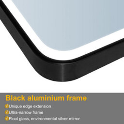 AVER-GROWTH Illuminated Bathroom Mirror With Led Light 3 Colour Black Frame Anti-Fog Dimmable Touch/wall Switch Vertical/horizontal 1000X600mm - thumbnail 4