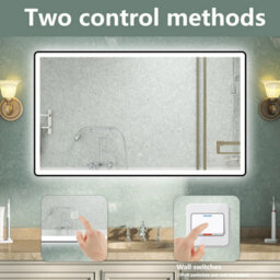 AVER-GROWTH Illuminated Bathroom Mirror With Led Light 3 Colour Black Frame Anti-Fog Dimmable Touch/wall Switch Vertical/horizontal 1000X600mm - thumbnail 6