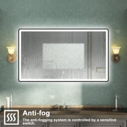 AVER-GROWTH Illuminated Bathroom Mirror With Led Light 3 Colour Black Frame Anti-Fog Dimmable Touch/wall Switch Vertical/horizontal 1000X600mm - thumbnail 5