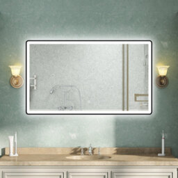 AVER-GROWTH Illuminated Bathroom Mirror With Led Light 3 Colour Black Frame Anti-Fog Dimmable Touch/wall Switch Vertical/horizontal 1000X600mm