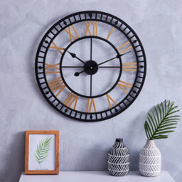 Living And Home Large Metal Decorative Modern Skeleton Wall Clock With Roman Numerals 80Cm - thumbnail 1