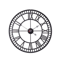 Living And Home Large Metal Decorative Modern Skeleton Wall Clock With Roman Numerals 80Cm - thumbnail 4