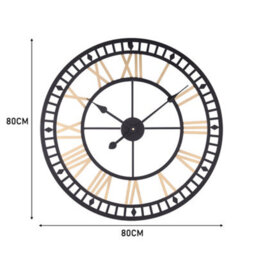Living And Home Large Metal Decorative Modern Skeleton Wall Clock With Roman Numerals 80Cm - thumbnail 5