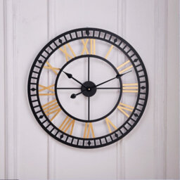 Living And Home Large Metal Decorative Modern Skeleton Wall Clock With Roman Numerals 80Cm - thumbnail 2