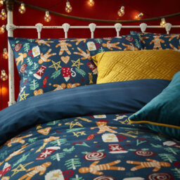 Furn. Yuletide Treats Festive Pyjama Fleece Duvet Cover Set, Toddler/junior, Blue - thumbnail 2