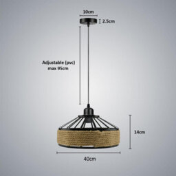 Set Of 2 Industrial 40Cm Hemp Pendant Light Modern Hanging Retro Lamp Led Ceiling Lights - thumbnail 2