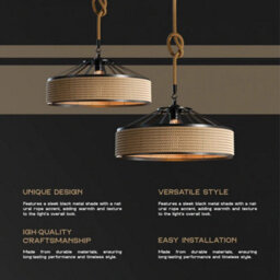Set Of 2 Industrial 40Cm Hemp Pendant Light Modern Hanging Retro Lamp Led Ceiling Lights - thumbnail 8