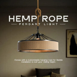 Set Of 2 Industrial 40Cm Hemp Pendant Light Modern Hanging Retro Lamp Led Ceiling Lights - thumbnail 9