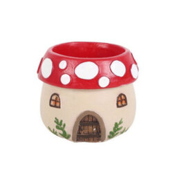 Something Different Resin Mushroom House Tealight Holder Red/white/beige (One Size) - thumbnail 1