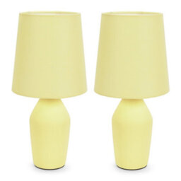 Valuelights Arlo Set Of 2 - Sunshine Yellow Ceramic Table Lamps With Tapered Shade And Bulbs - thumbnail 2