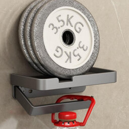 CLEFFNS Toilet Paper Holder With Phone Shelf, Adhesive Or Screw Wall Mount Toilet Tissue Roll Holder, Grey - thumbnail 3