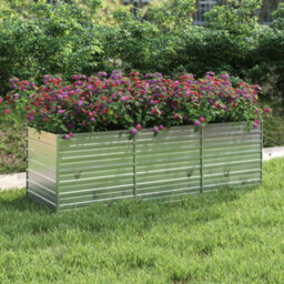 Berkfield Garden Raised Bed 240X80X77 Cm Galvanized Steel Silver - thumbnail 1
