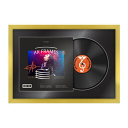 "AK Frames 25X17"" Gold Sleek Vinyl Record Frame With Black Mount For 12 Inch Lp Cover & Disc - Overlapped Design" - thumbnail 1