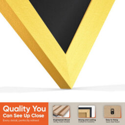 "AK Frames 25X17"" Gold Sleek Vinyl Record Frame With Black Mount For 12 Inch Lp Cover & Disc - Overlapped Design" - thumbnail 3