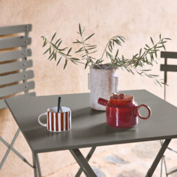 Sweeek - Square 2-Seater Folding Metal Bistro Garden Table With 2 Chairs Khaki Green 70X70X71 Cm - Emilia - thumbnail 6