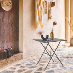 Sweeek - Square 2-Seater Folding Metal Bistro Garden Table With 2 Chairs Khaki Green 70X70X71 Cm - Emilia - thumbnail 5