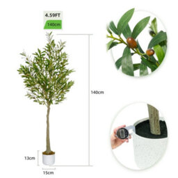Artificial Olive Tree W/plastic Planter And Artificial Moss For House Office 140 Cm - thumbnail 2