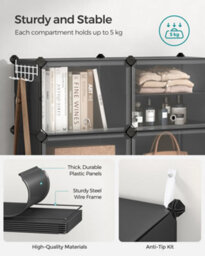 Songmics Interlocking Shoe Rack, Plastic Shoe Storage Cabinet, 8-Slot Modular Storage Organiser Unit,black - thumbnail 8