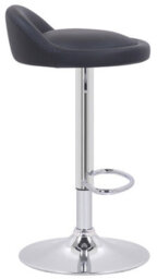 Lamboro Sofia Breakfast Bar Stool, Chrome Footrest, Height Adjustable Swivel Gas Lift, Home Bar & Kitchen Faux-Leather Barstool, Black - thumbnail 2
