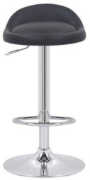 Lamboro Sofia Breakfast Bar Stool, Chrome Footrest, Height Adjustable Swivel Gas Lift, Home Bar & Kitchen Faux-Leather Barstool, Black - thumbnail 3