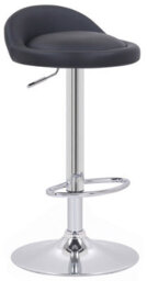 Lamboro Sofia Breakfast Bar Stool, Chrome Footrest, Height Adjustable Swivel Gas Lift, Home Bar & Kitchen Faux-Leather Barstool, Black - thumbnail 1