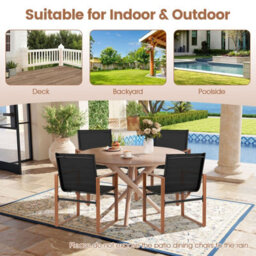 Costway Garden Chairs Set Of 2 Breathable Outdoor Dining Chairs With Backrest Black - thumbnail 4