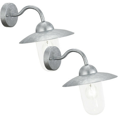2 Pack Of Modern Ip44 Outdoor Wall Lights - Zinc Plated Steel E27 Porch Lamps - image 1