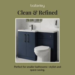 Balterley Left-Hand Bathroom Vanity And Wc Unit Combination With Basin - 1100mm - Satin Dark Blue With Brushed Pewter Handles - thumbnail 7