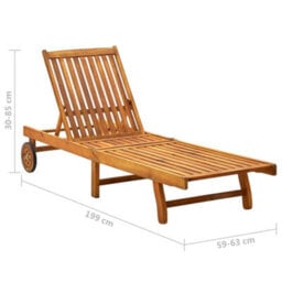 Walplus Sun Lounger  For Beach, Backyard, Garden, Campsite Solid Acacia Wood - thumbnail 8