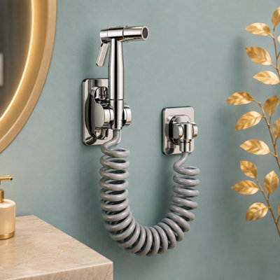 Toilet Sprayer Gun, Handheld Bidet Sprayer, Bathroom Connector Set, Silver - image 1