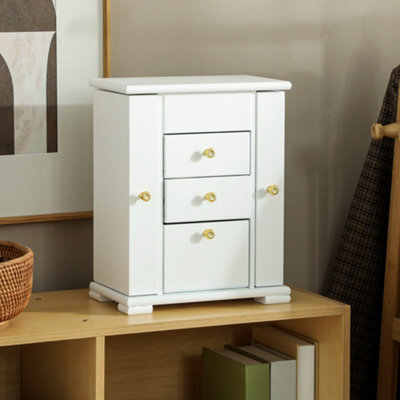 Homcom 4-Tier Large Jewellery Box With Mirror And 3 Drawers, White - image 1