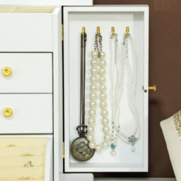 Homcom 4-Tier Large Jewellery Box With Mirror And 2 Drawers, White - thumbnail 8