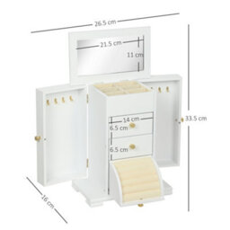 Homcom 4-Tier Large Jewellery Box With Mirror And 2 Drawers, White - thumbnail 3