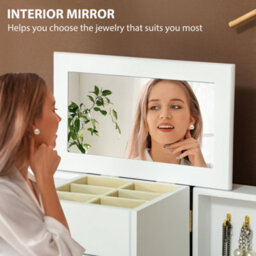Homcom 4-Tier Large Jewellery Box With Mirror And 2 Drawers, White - thumbnail 5