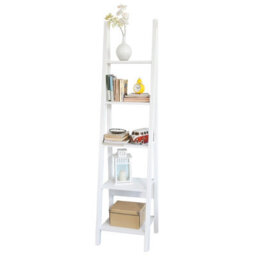 Sobuy Frg101-W, 5 Tiers Ladder Shelf, Storage Display Shelving Wall Shelf Bookcase,white,w44Xd39Xh180 - thumbnail 1