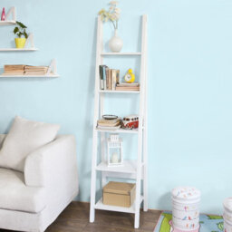 Sobuy Frg101-W, 5 Tiers Ladder Shelf, Storage Display Shelving Wall Shelf Bookcase,white,w44Xd39Xh180 - thumbnail 2